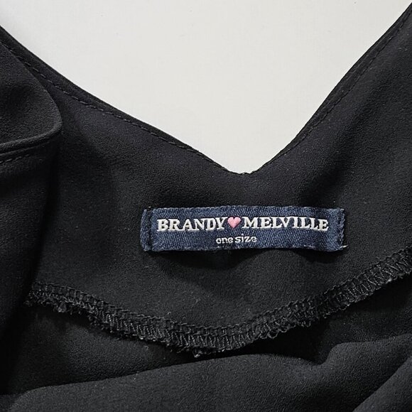 Brandy Melville Cami Top Women OS Black Sheer Spaghetti Straps Flowy Made In USA - Picture 3 of 13